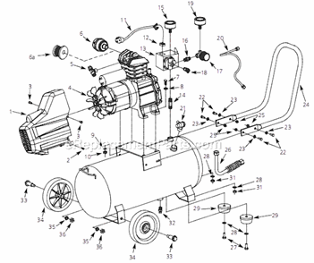 Page A Diagram and Parts List for HX4001 2006 Campbell Hausfeld Compressor
